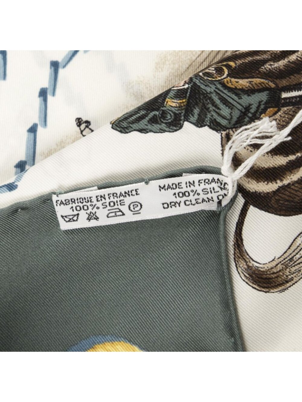 Hermes Scarf Ivory Green Brown Silk - Picture 5 of 5